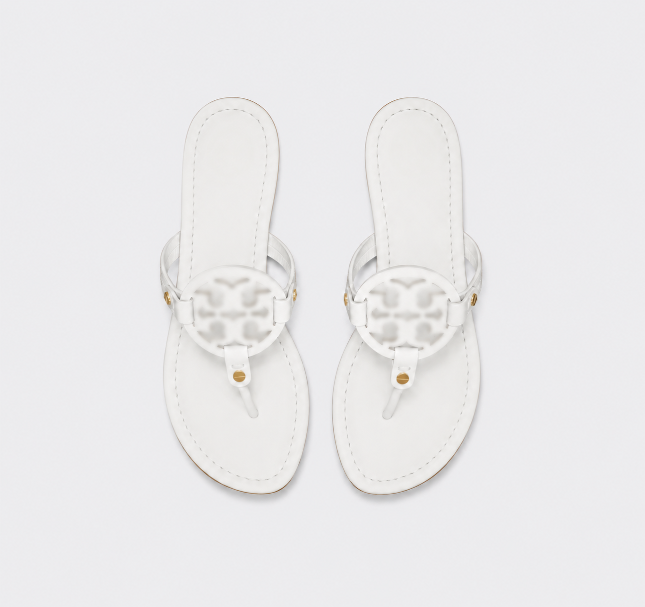 white TB sandals