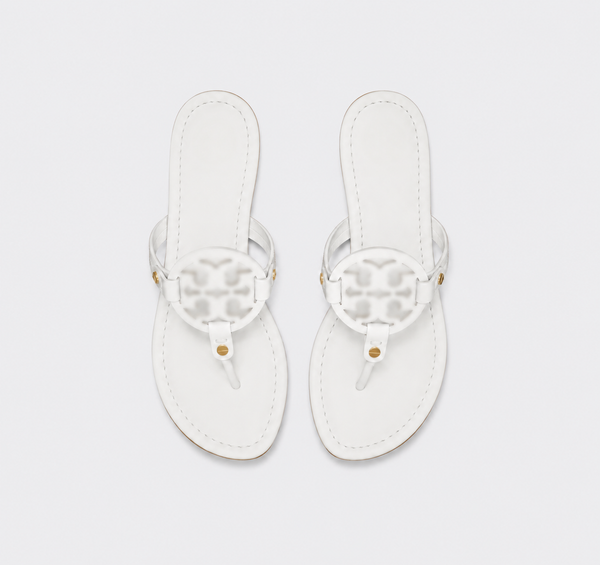 white TB sandals